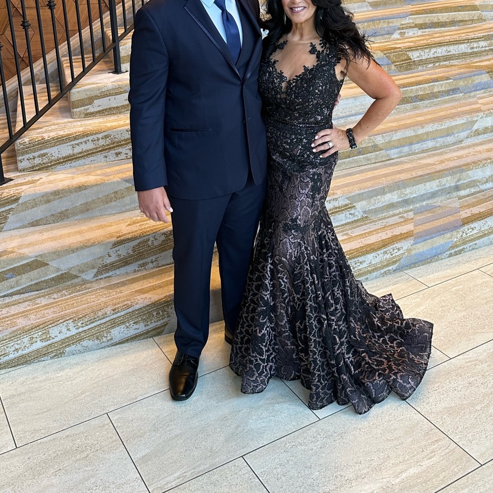 Mac Duggal Black Lace Evening Gown